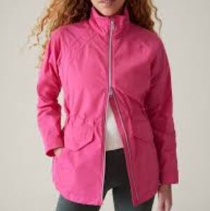 Athleta Pink Berry Full Zip Cinch Waist Trench Coat